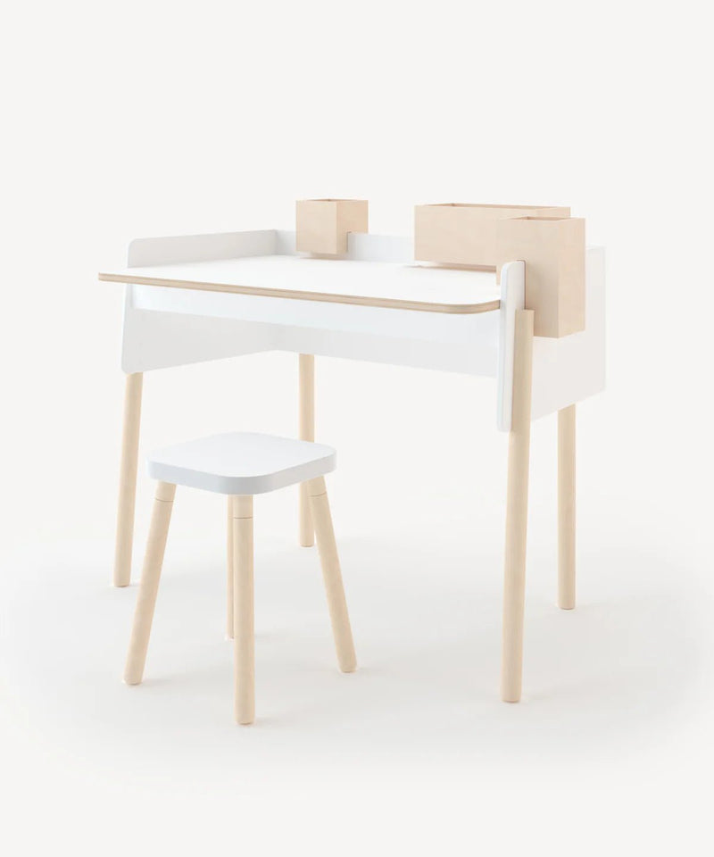 Square Stool - Oeuf Kids + Baby - White/Birch - HORNE