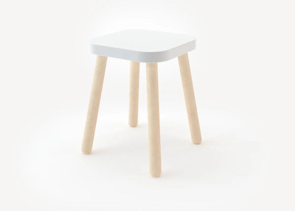 Square Stool - Oeuf Kids + Baby - White/Birch - HORNE