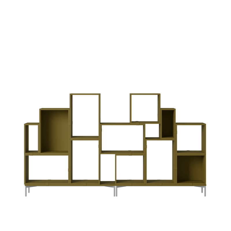 Stacked Storage System - Bookcase - Con 3 - Muuto Shelving - Brown Green - HORNE