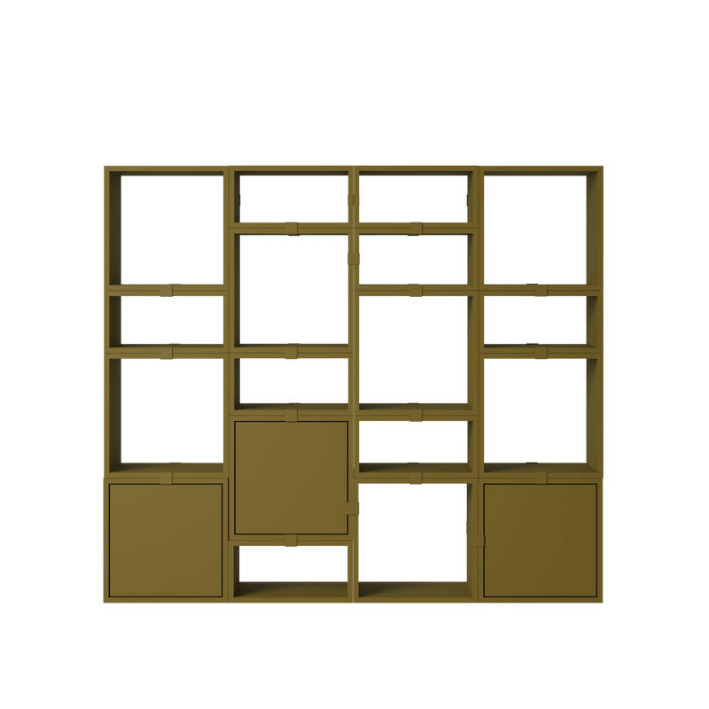 Stacked Storage System - Bookcase - Con 4 - Muuto Shelving - Brown Green - HORNE