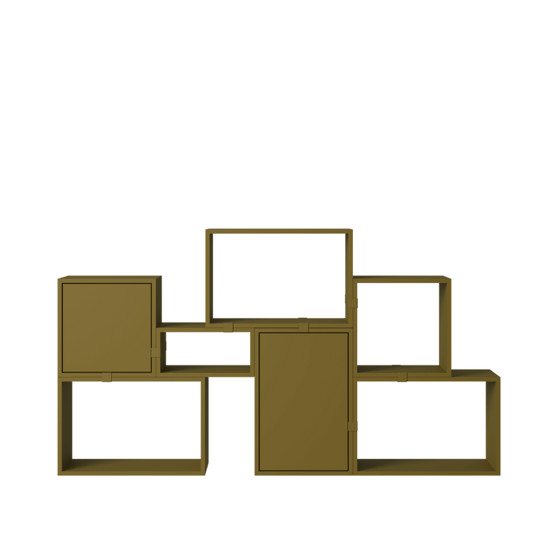 Stacked Storage System - Bookcase - Con 6 - Muuto Shelving - Brown Green - HORNE