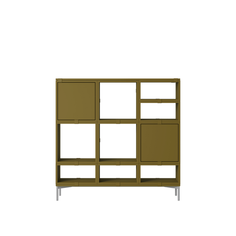 Stacked Storage System - Hallway Storage - Con 3 - Muuto Shelving - Brown Green - HORNE
