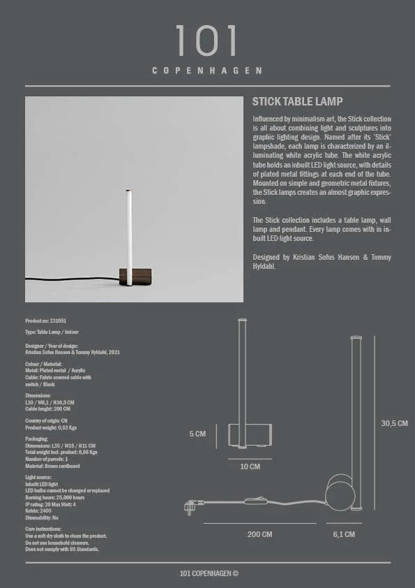 Stick Table Lamp - 101 Copenhagen Table + Task - HORNE