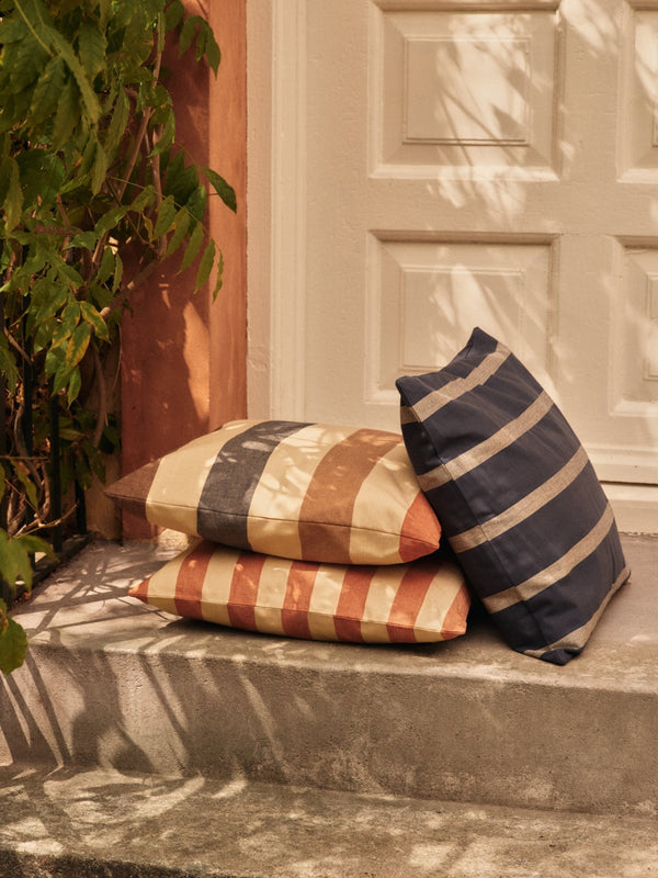 Strand Outdoor Cushion - Cashmere/Mocha/Indigo Blue - Ferm Living Bedding + Pillows - HORNE