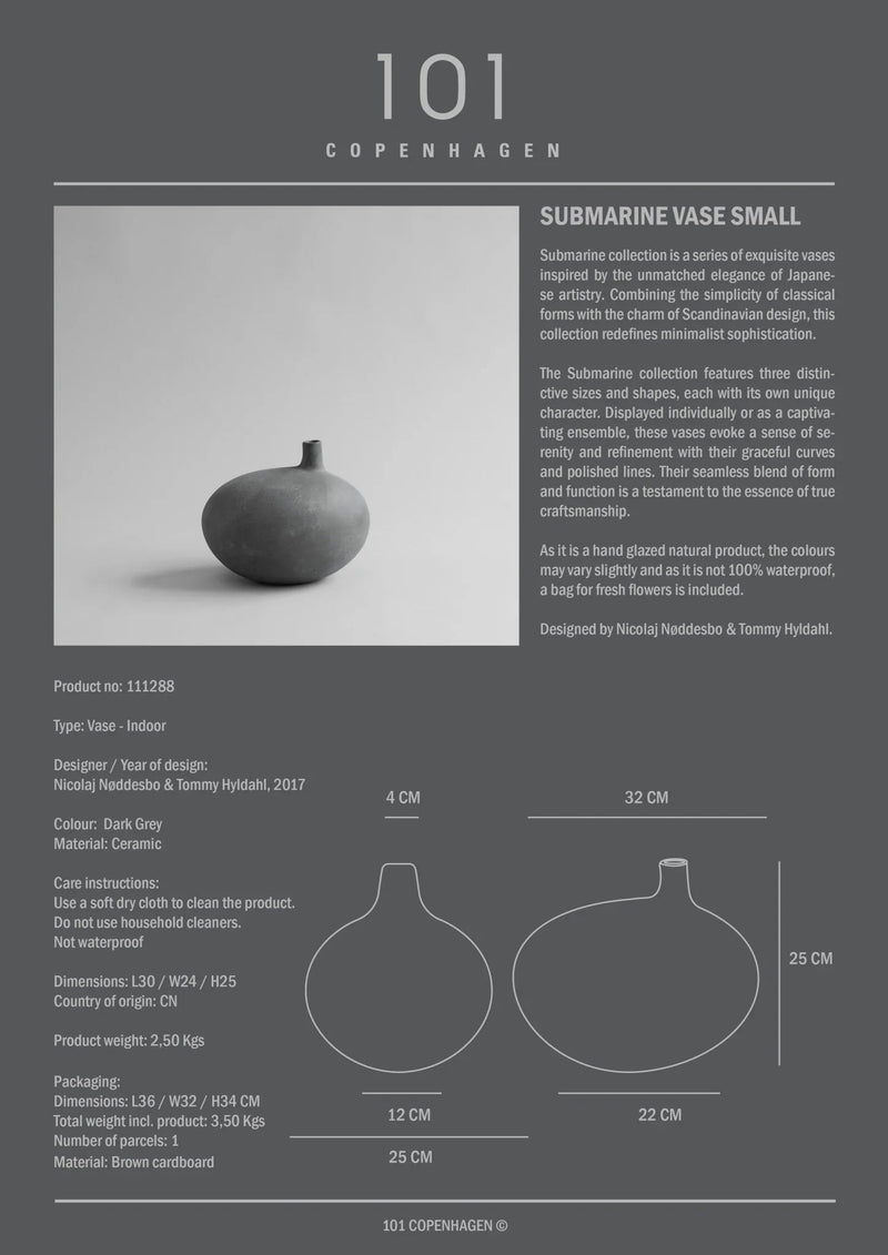 Submarine Vase - 101 Copenhagen Vases - Small - Dark Grey - HORNE