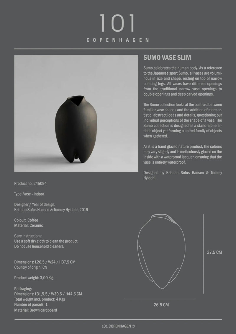 Sumo Vase - Slim - 101 Copenhagen Vases - Coffee - Medio - HORNE