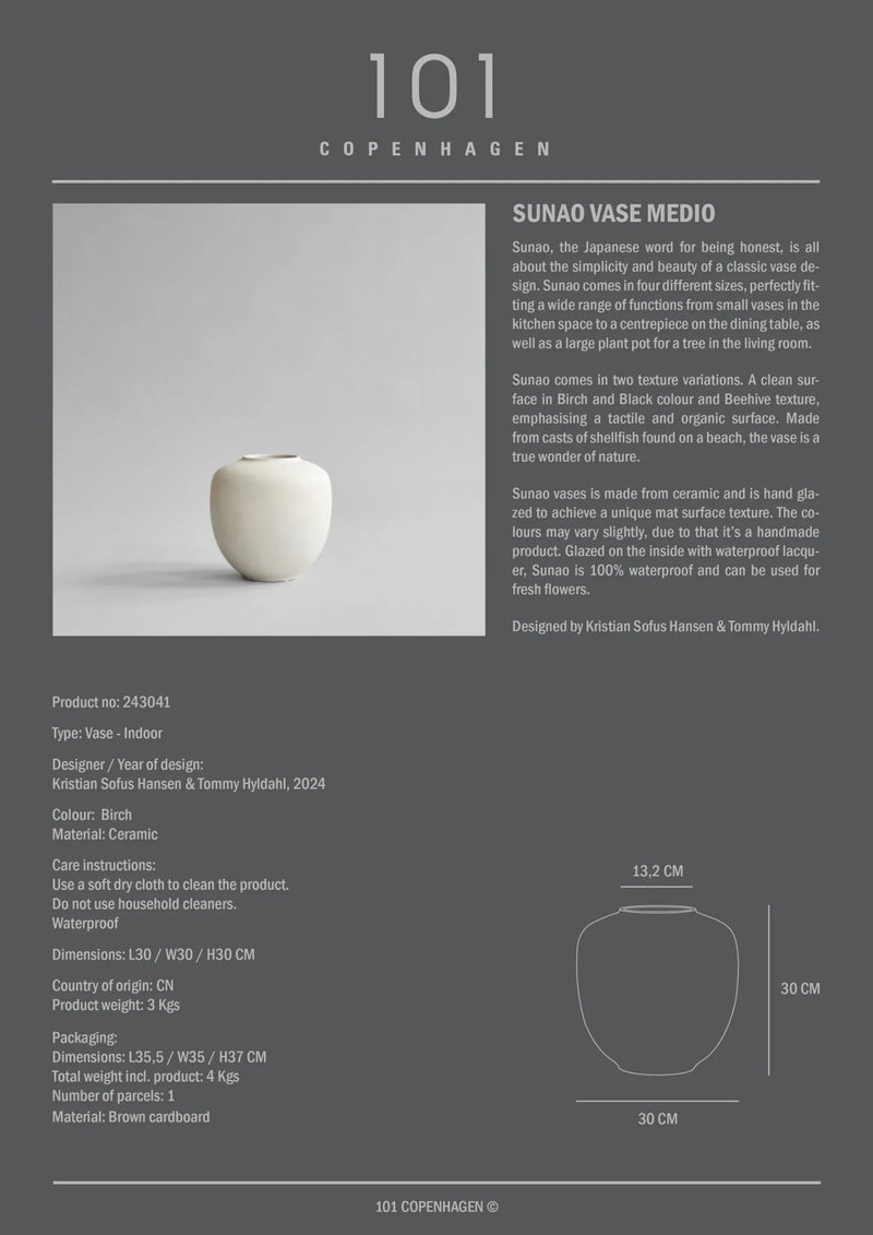 Sunao Vase - 101 Copenhagen Vases - Big - Birch - HORNE