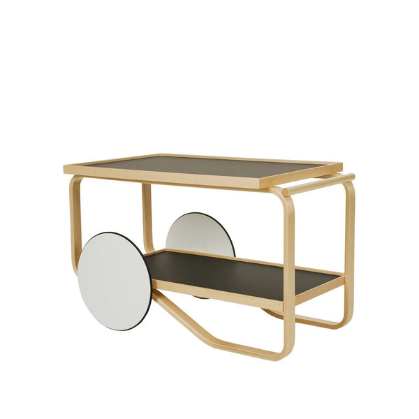 Tea Trolley 901 - Artek Trolleys + Carts - Black Linoleum Shelves - HORNE