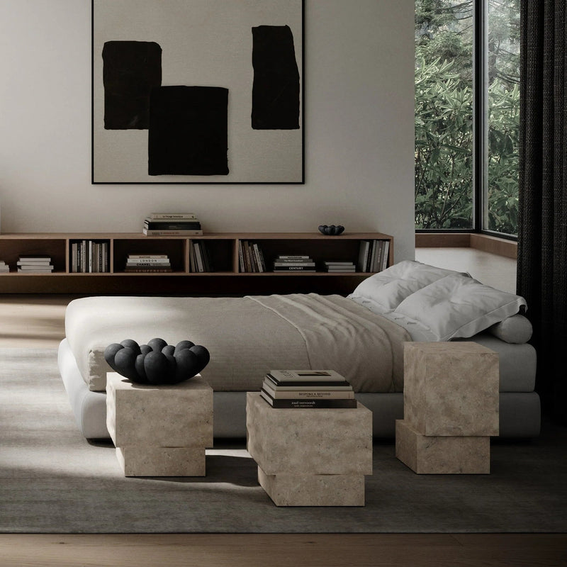 Temple Coffee Table - 101 Copenhagen Coffee Tables - Tall - Chrome / Limestone - HORNE