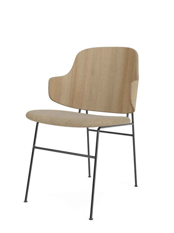 The Penguin Dining Chair - Seat Upholstered - Audo Copenhagen Chairs - Natural Oak - Audo Bouclé 02 - HORNE