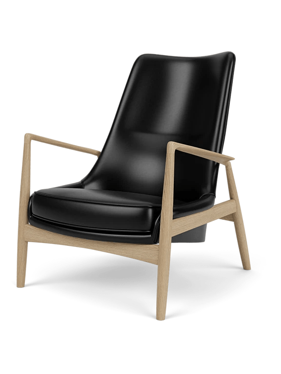 The Seal Lounge Chair - High Back - Audo Copenhagen Chairs - Natural Oak - Dakar Leather - 0329 Brown - HORNE