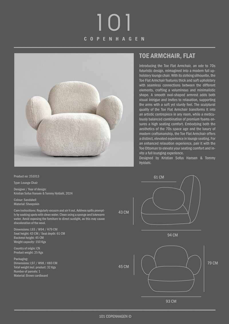 Toe Armchair - Flat - 101 Copenhagen Chairs - Off White (CPH 900) - HORNE