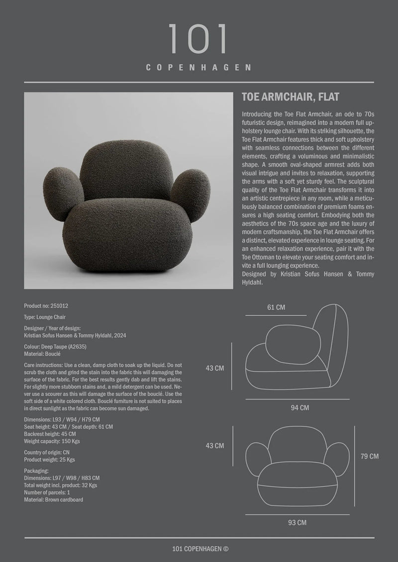 Toe Armchair - Flat - 101 Copenhagen Chairs - Off White (CPH 900) - HORNE