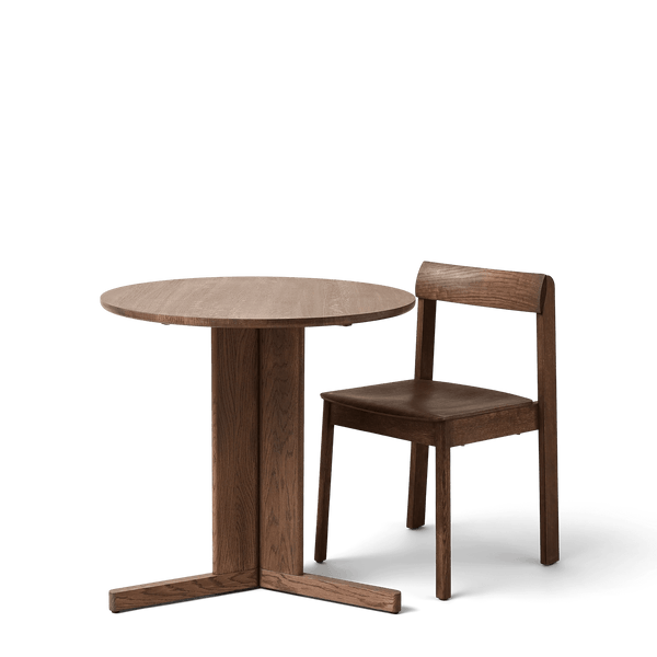 Trefoil Round Table - 3 Legs - Form + Refine Tables + Desks - Smoked Oak - HORNE