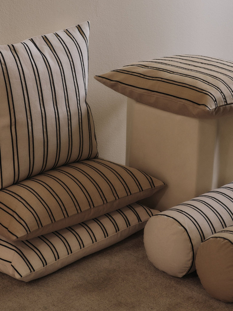 Twill Bolster Cushion - Ferm Living Chair & Sofa Cushions - Cashmere/Black - HORNE