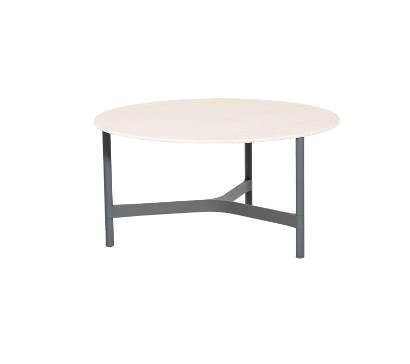 Twist Round Coffee Table - Cane Line - Tables + Desks - Small - Light Grey - Fossil Black Ceramic - HORNE