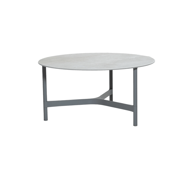 Twist Round Coffee Table - Cane Line - Tables + Desks - Small - Light Grey - Fossil Black Ceramic - HORNE