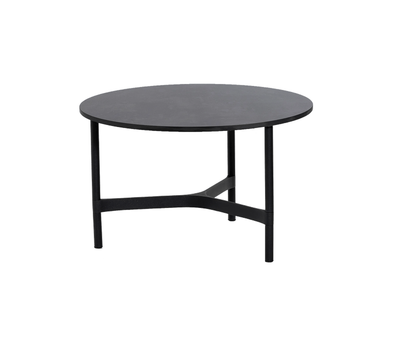 Twist Round Coffee Table - Cane Line - Tables + Desks - Small - Light Grey - Fossil Black Ceramic - HORNE