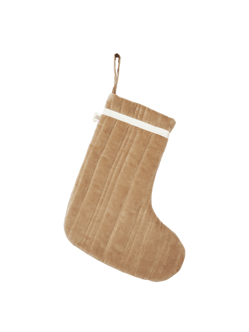 Vari Quilted Christmas Stocking - Velvet - Ferm Living Art + Objects - Khaki - HORNE