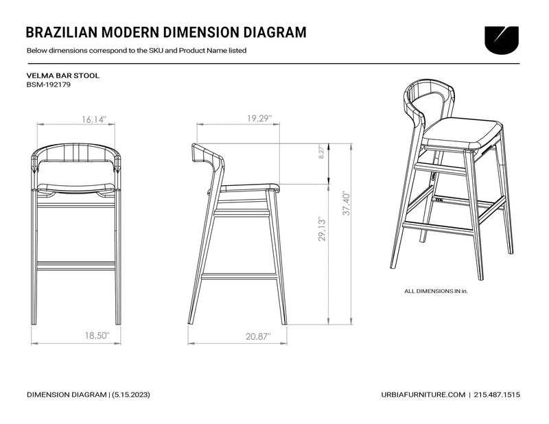 Velma Bar Stool - Urbia Chairs - Crafted Glaze Nevoa - HORNE
