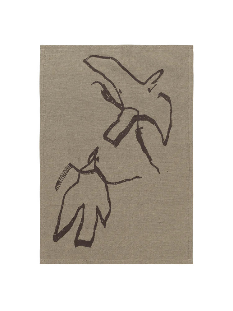 Vuelo Tea Towel - Ferm Living Kitchen & Dining - Elm Green/Coffee - HORNE