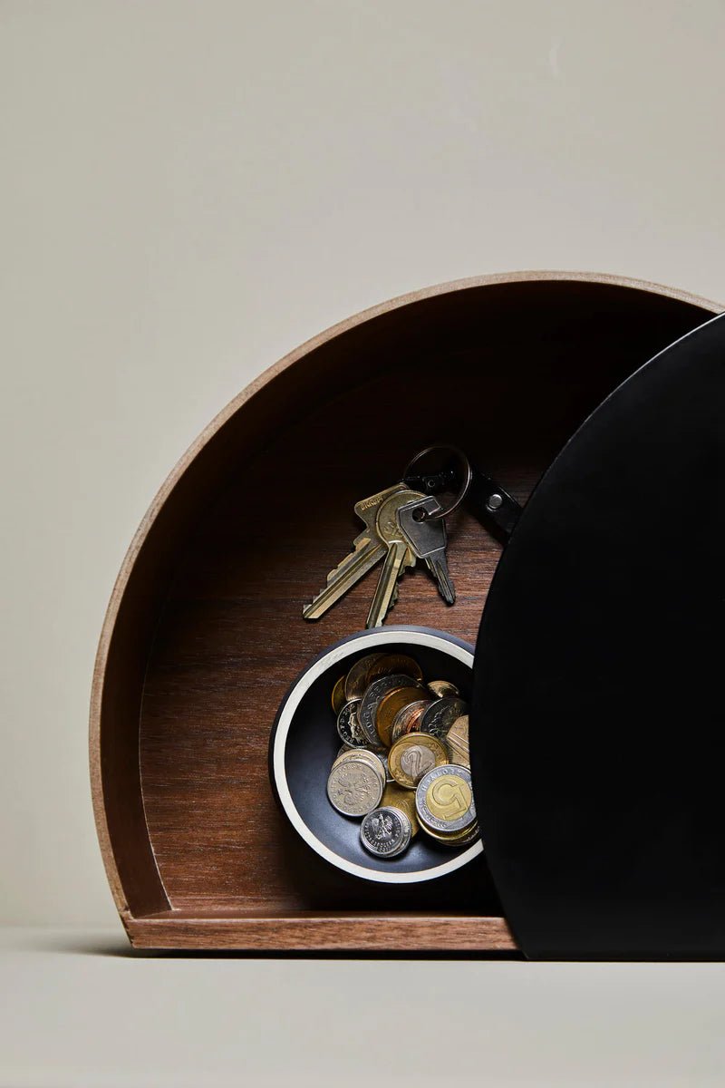 Wallie Wall Drawer - Woud - Shelving - Black Metal w/ Oak - HORNE