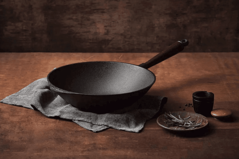 Wok with Walnut Handle - 12.2