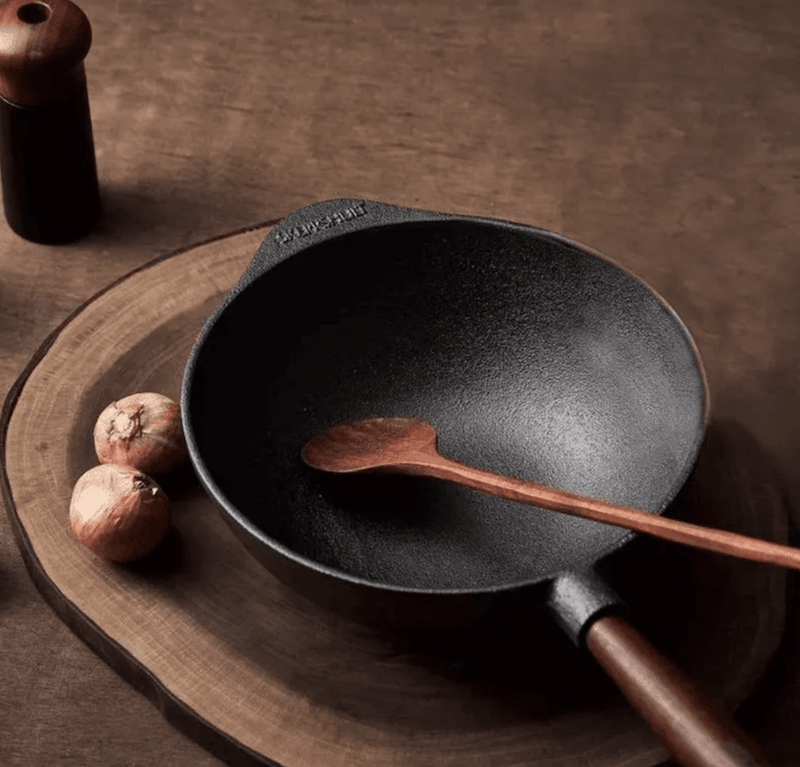 Wok with Walnut Handle - 12.2
