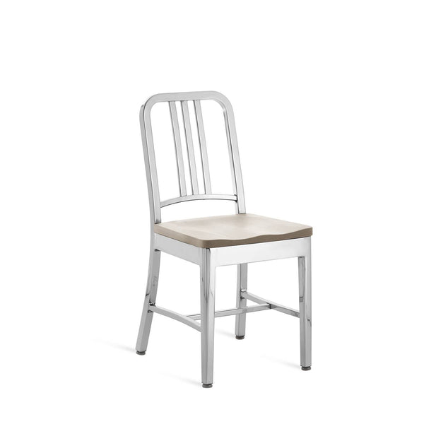 1104 Navy Side Chair With Wood Seat - Emeco - Chairs - Polished - Ash - HORNE