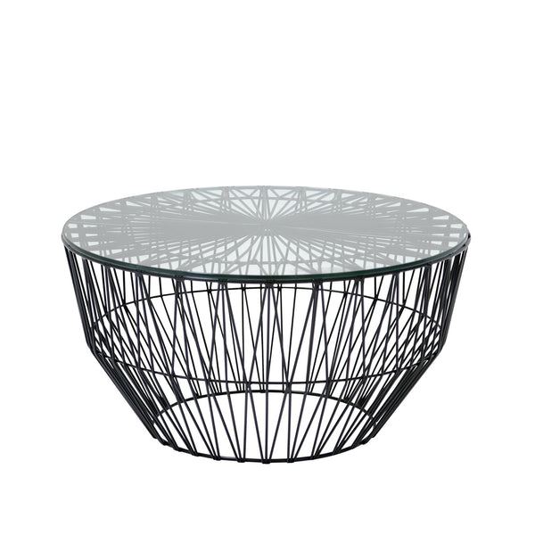 24” Drum Ottoman/ Table - Bend Goods - Outdoor Furniture - Black - 24" Glass Table Top - HORNE