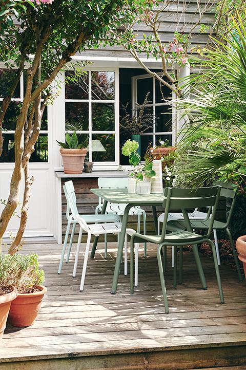 Luxembourg Stacking Side Chair - Set of 4 - Fermob - Outdoor Furniture - Acapulco Blue - HORNE