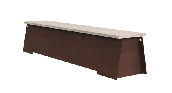 64 Bench - Frama - Stools + Benches + Ottomans - Travertine/Corten Steel - HORNE