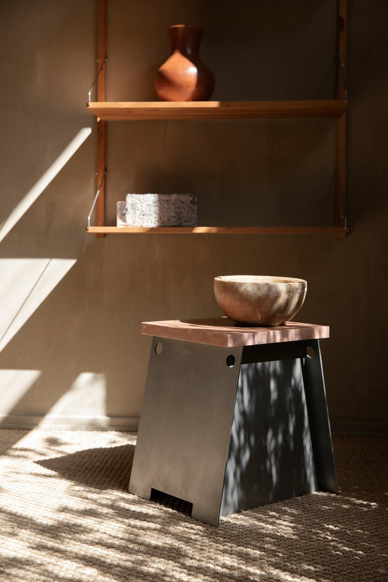 64 Plinth - Frama - Stools + Benches + Ottomans - Travertine/Corten Steel - HORNE