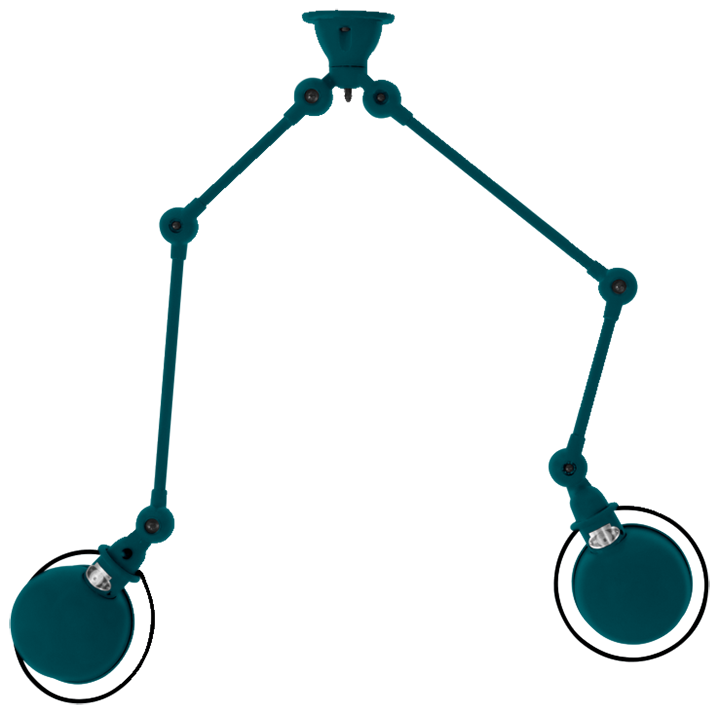 Loft Double - Arm Ceiling Light - SKY4224 - Jielde - Ceiling Lights - Glossy - Burgundy - RAL3005 - HORNE