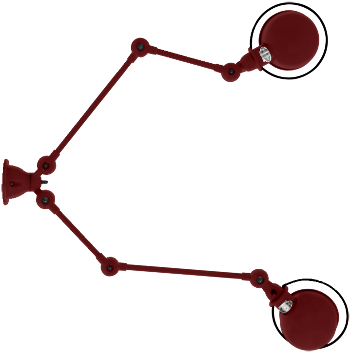 Loft Double - Arm Ceiling Light - SKY4224 - Jielde - Ceiling Lights - Glossy - Burgundy - RAL3005 - HORNE