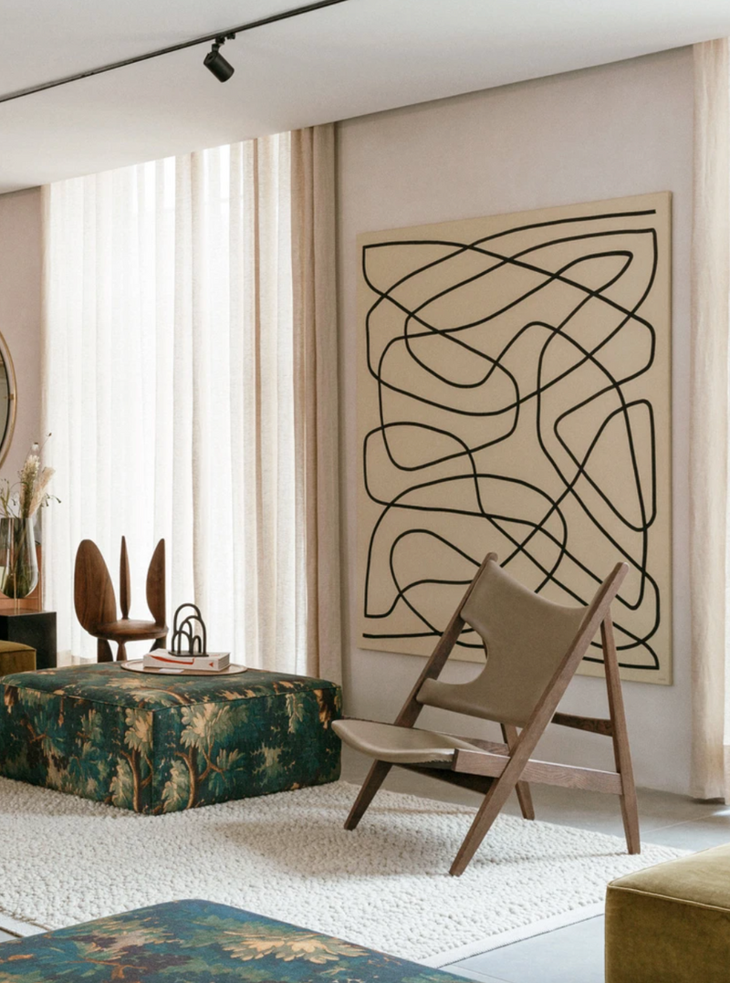 Knitting Lounge Chair - Leather & Fabric - Audo Copenhagen Chairs - Natural Oak with Dunes Cognac Leather - HORNE