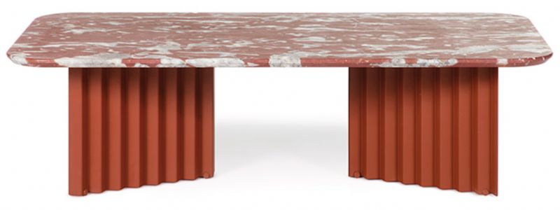 RS Barcelona Plec Rectangular Marble and Steel Top Coffee Table - white