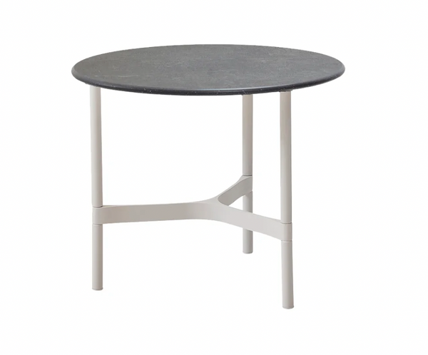 Twist Round Coffee Table - Cane Line - Tables + Desks - Small - White - Fossil Black Ceramic - HORNE