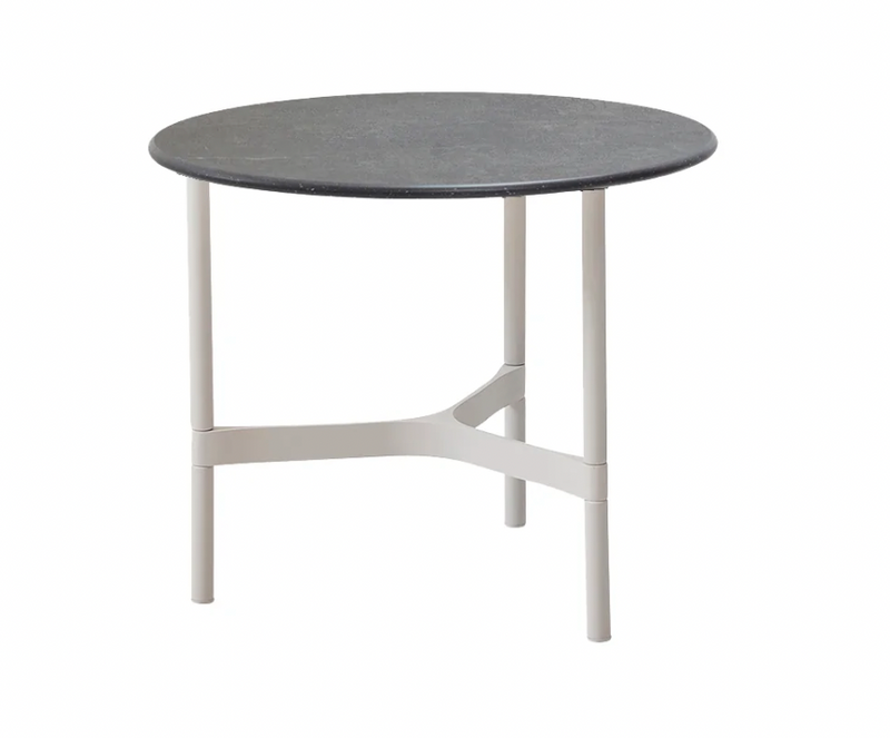 Twist Round Coffee Table - Cane Line - Tables + Desks - Small - Light Grey - Fossil Black Ceramic - HORNE