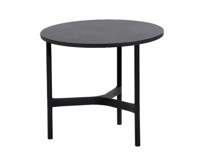 Twist Round Coffee Table - Cane Line - Tables + Desks - Small - Light Grey - Fossil Black Ceramic - HORNE