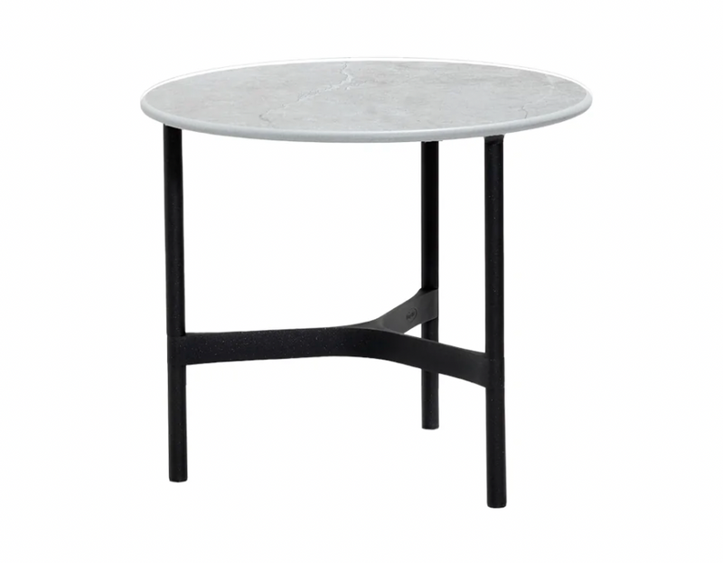Twist Round Coffee Table - Cane Line - Tables + Desks - Small - Light Grey - Fossil Black Ceramic - HORNE
