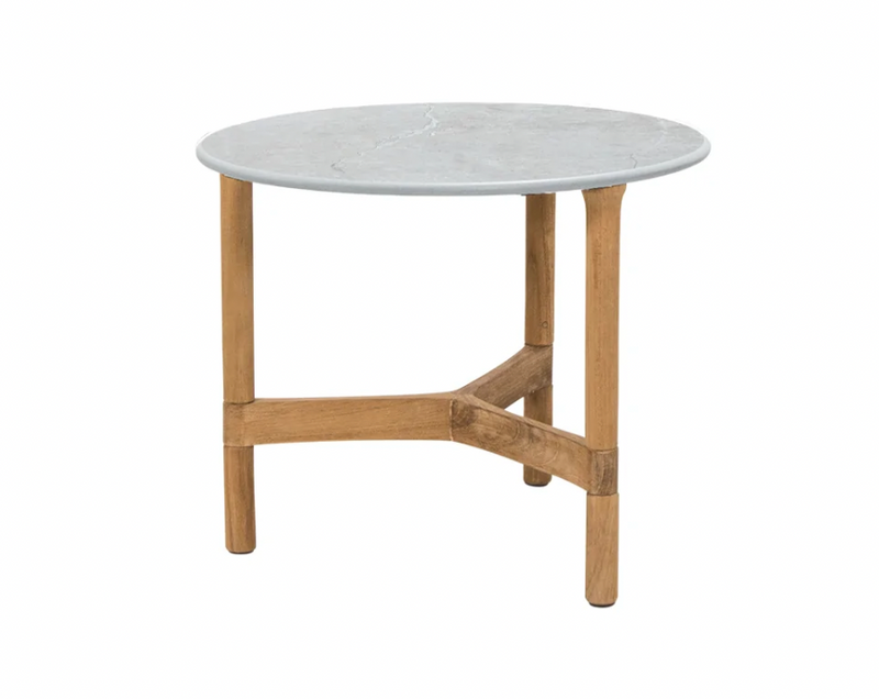 Twist Round Coffee Table - Cane Line - Tables + Desks - Small - Light Grey - Fossil Black Ceramic - HORNE