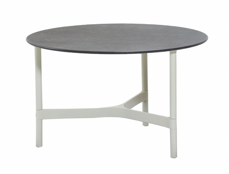 Twist Round Coffee Table - Cane Line - Tables + Desks - Small - Light Grey - Fossil Black Ceramic - HORNE