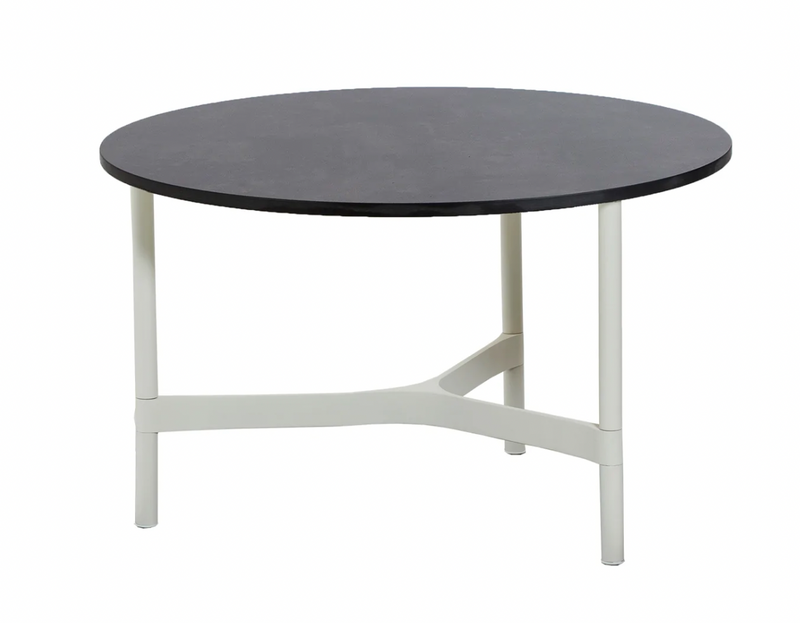 Twist Round Coffee Table - Cane Line - Tables + Desks - Small - Light Grey - Fossil Black Ceramic - HORNE