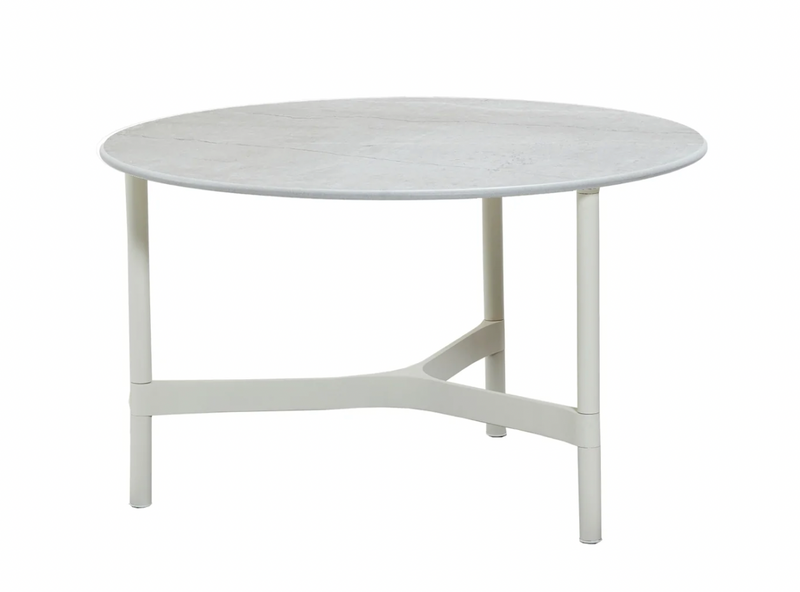 Twist Round Coffee Table - Cane Line - Tables + Desks - Small - Light Grey - Fossil Black Ceramic - HORNE