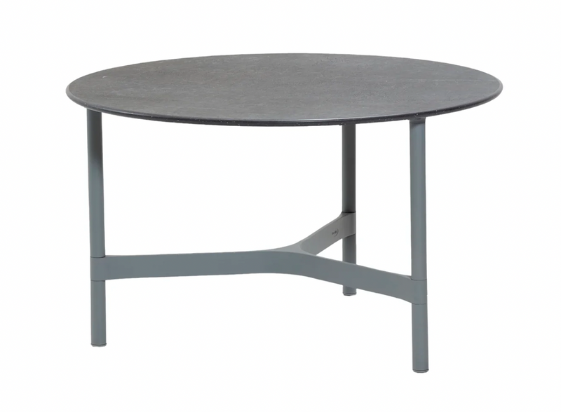 Twist Round Coffee Table - Cane Line - Tables + Desks - Small - Light Grey - Fossil Black Ceramic - HORNE