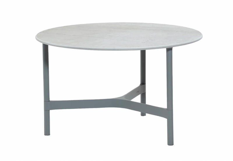 Twist Round Coffee Table - Cane Line - Tables + Desks - Small - Light Grey - Fossil Black Ceramic - HORNE