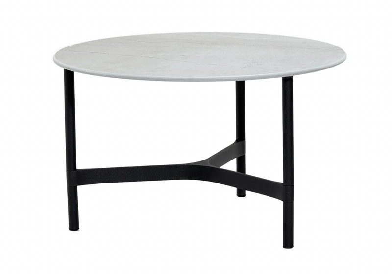 Twist Round Coffee Table - Cane Line - Tables + Desks - Small - Light Grey - Fossil Black Ceramic - HORNE