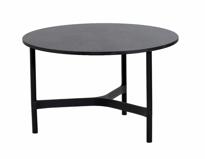 Twist Round Coffee Table - Cane Line - Tables + Desks - Small - Light Grey - Fossil Black Ceramic - HORNE