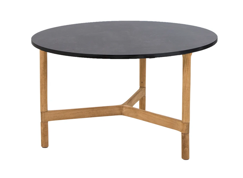 Twist Round Coffee Table - Cane Line - Tables + Desks - Small - Light Grey - Fossil Black Ceramic - HORNE